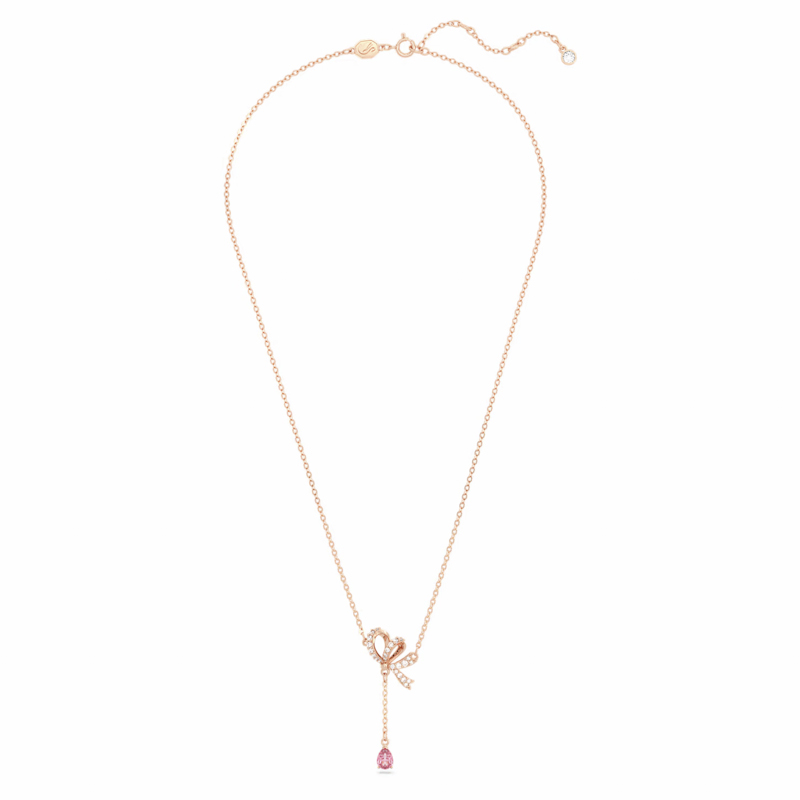 Swarovski Bow Volta Y Pendant Necklace, Pink and Rose Gold Tone Plated