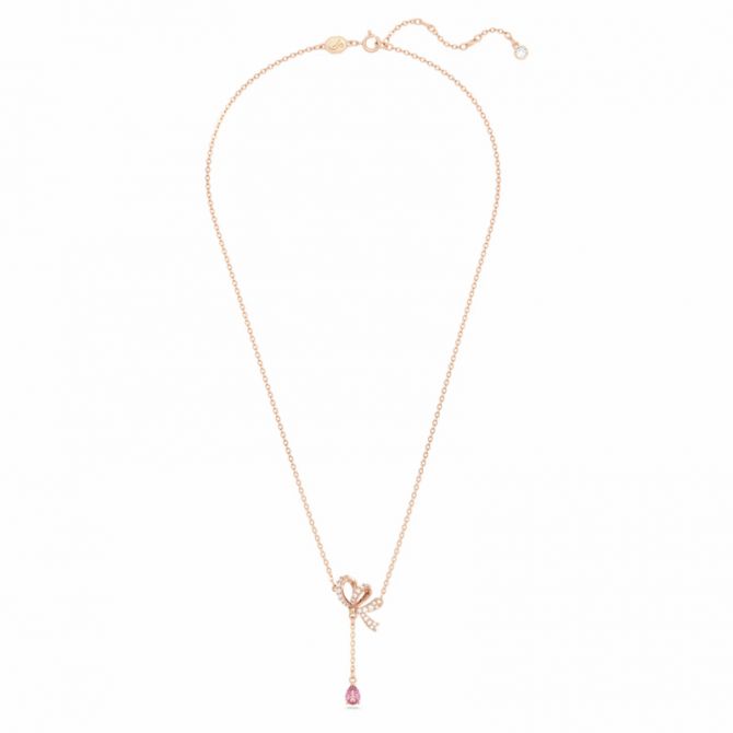 Swarovski Bow Volta Y Pendant Necklace, Pink and Rose Gold Tone Plated