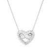 Swarovski Matrix Mixed Cuts Heart Necklace, White and Rhodium Plated