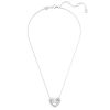 Swarovski Matrix Mixed Cuts Heart Necklace, White and Rhodium Plated