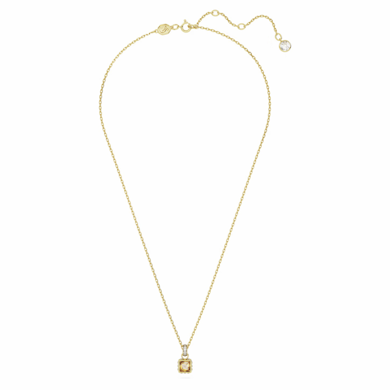 Swarovski Square Cut Stilla Pendant Necklace, Yellow and Yellow Gold Tone Plated