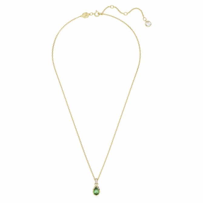 Swarovski Pear Cut Stilla Pendant Necklace, Green and Gold Tone Plated