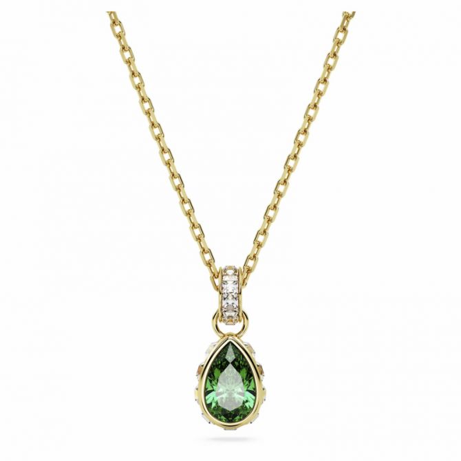 Swarovski Pear Cut Stilla Pendant Necklace, Green and Gold Swarovski Pear Cut Stilla Pendant Necklace, Green and Gold