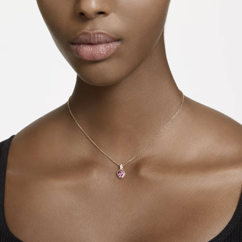 Swarovski Stilla Heart Pendant Necklace, Red and Gold Tone Plated