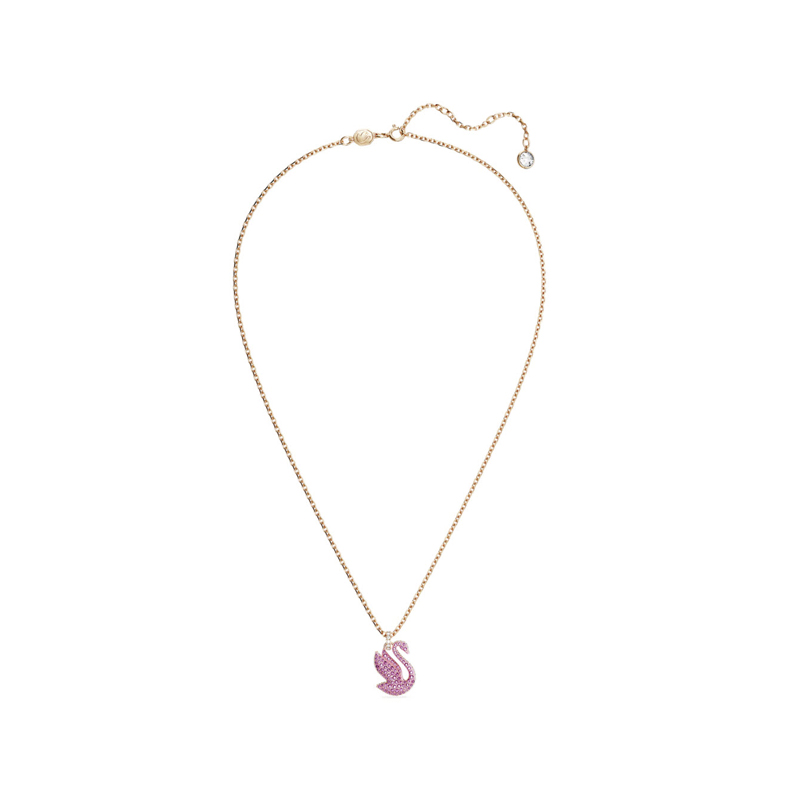 Swarovski Medium Iconic Swan Necklace, Pink and Rose Gold Tone