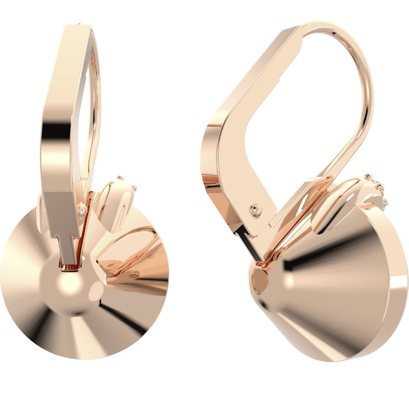 Swarovski Round Cut Bella V Drop Earrings, Pink and Rose Gold Tone Plated