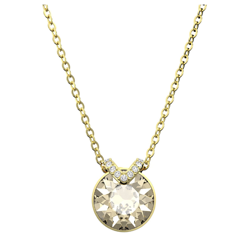 Swarovski Bella V Round Cut Necklace, Gold Tone Plated