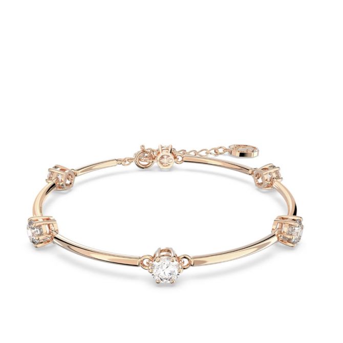 Swarovski Constella Round Cut Bangle, White and Rose Gold Tone Plated