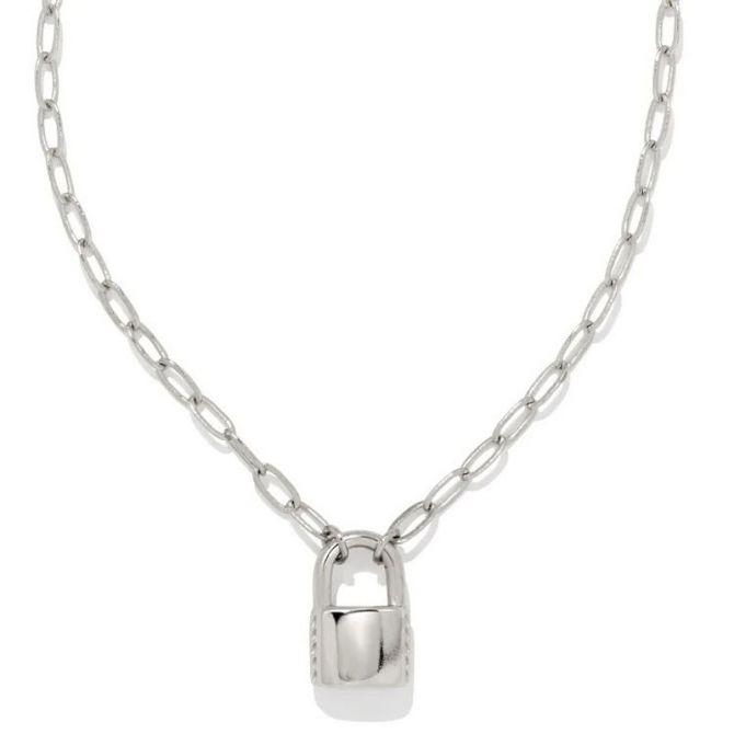 Kendra Scott Jess Small Lock Chain Necklace in Silver Tone