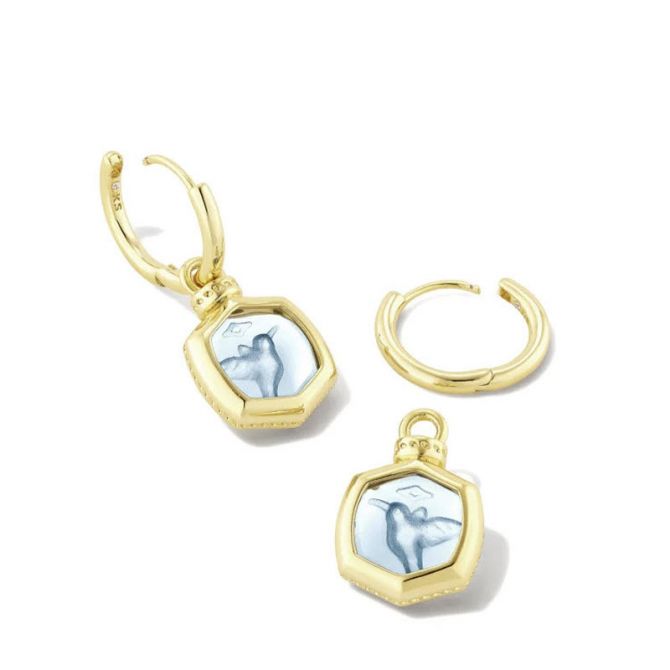 Kendra Scott Davie Intaglio Convertible Gold Tone Huggie Earrings