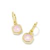 Kendra Scott Davie Intaglio Convertible Gold Tone Huggie Earrings in Pink Opalite Glass