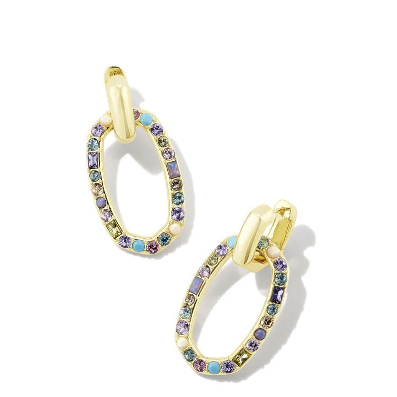 Kendra Scott Devin Convertible Gold Tone Crystal Link Earrings in