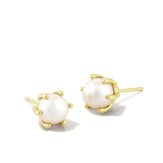 Kendra Scott Ashton Gold Tone Pearl Stud Earrings
