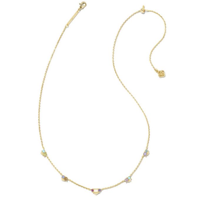 Kendra Scott Devin Gold Tone Crystal Strand Necklace in Pastel Mix