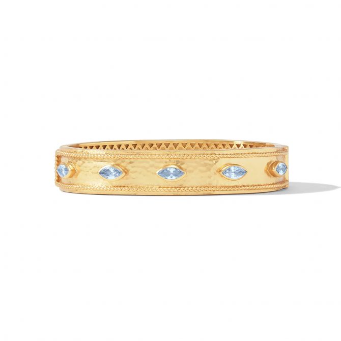 Julie Vos Monaco Stone Hinge Bangle Bracelet, Chalcedony Blue