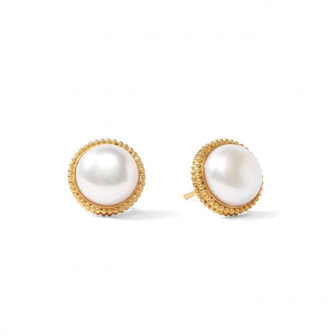 Julie Vos Fleur-de-Lis Pearl Stud Earrings
