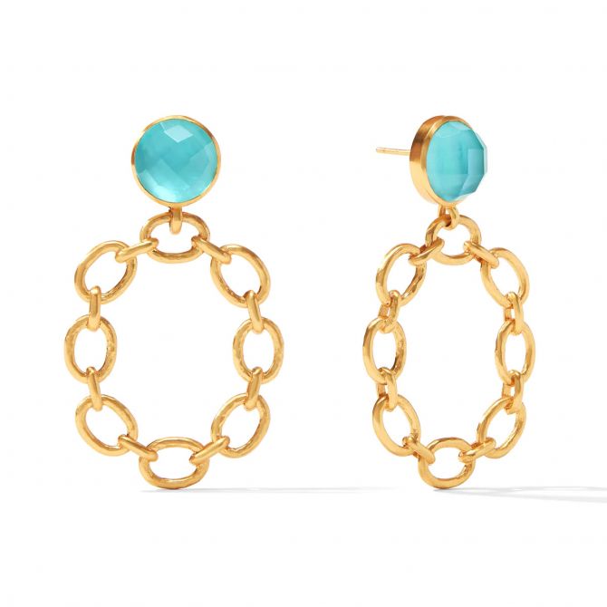 Julie Vos Palermo Statement Earrings, Iridescent Bahamian Blue