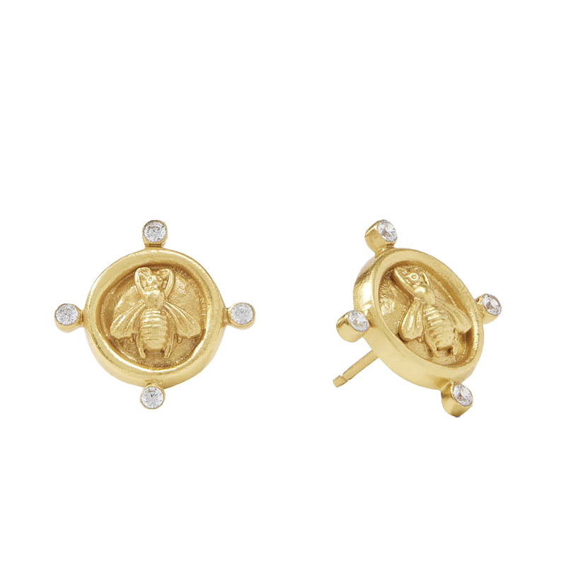 Julie Vos Bee Cameo Stud Earrings