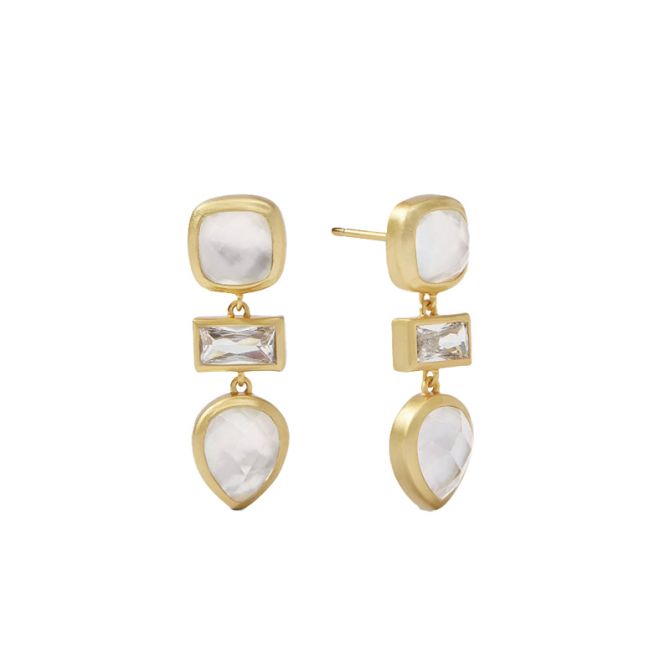 Julie Vos Antonia Tier Earrings, Iridescent Clear Crystal
