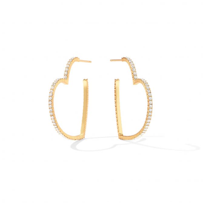 Julie Vos Esme Heart Pave Hoop Earrings, Medium