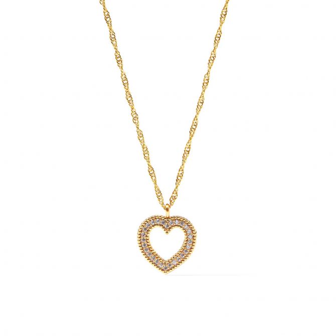 Julie Vos Esme Heart Pave Solitaire Necklace