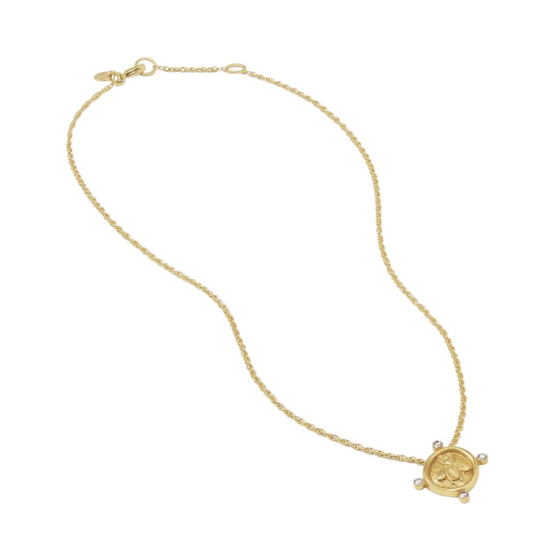Julie Vos Bee Cameo Solitaire Necklace