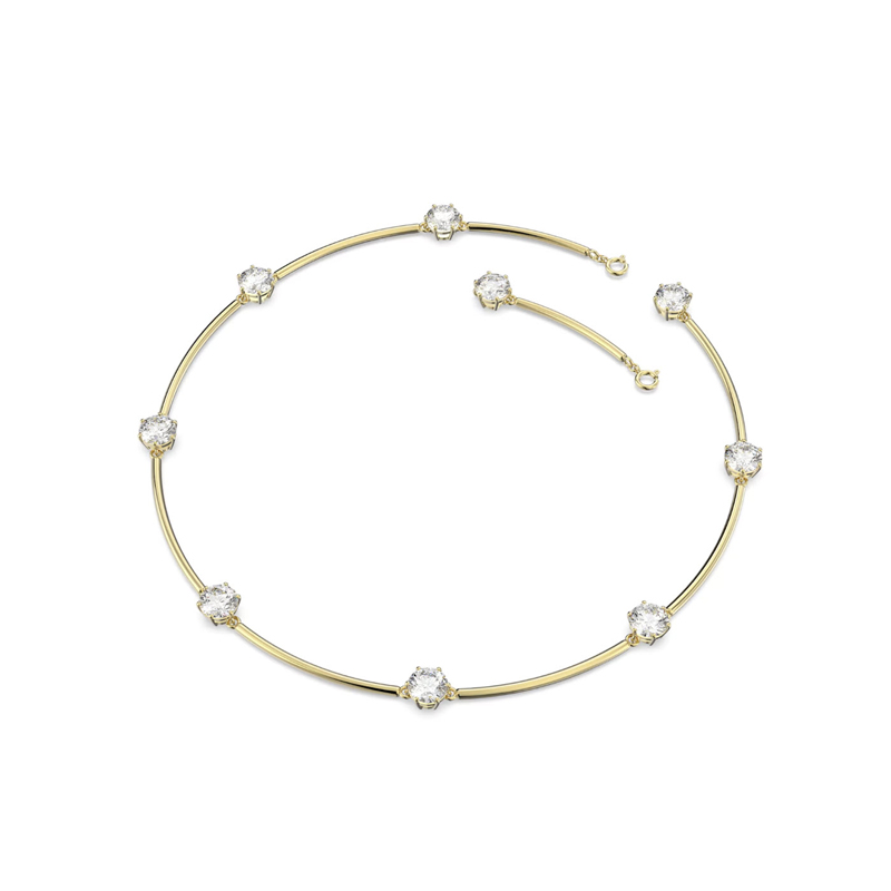 Swarovski Constella Round Cut Choker, White and Shiny Gold Tone Plated