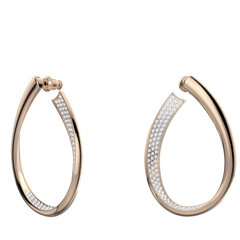 Swarovski Exist Medium Hoop Earrings, White and Rose Gold Tone Plated