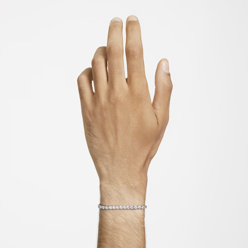 Swarovski Matrix White and Rhodium Plated Round Cut Tennis Bracelet, Medium