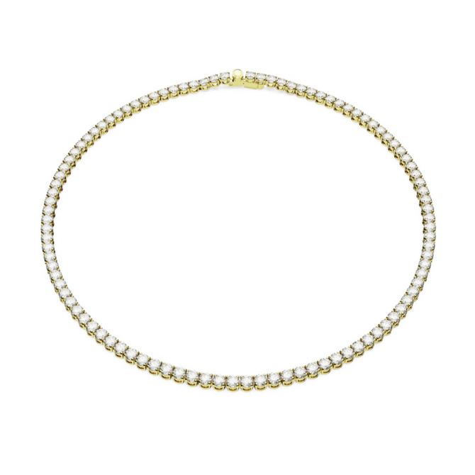 Swarovski Matrix Round Cut Medium Tennis Necklace, White and Gold Tone Plated