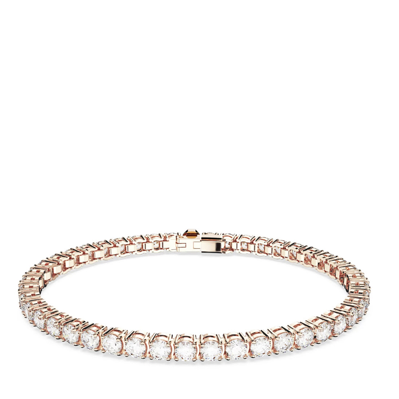 Swarovski Matrix Large Round Cut Tennis Bracelet, White and Rose Gold Tone Plated