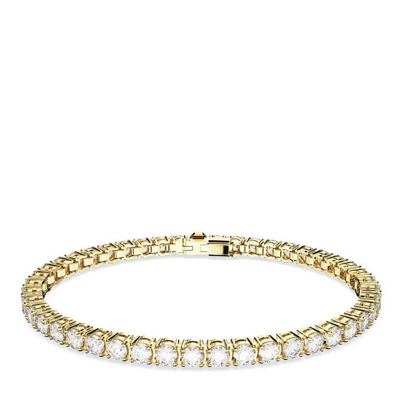 Swarovski Matrix Large Round Cut Tennis Bracelet, White and Gold Tone Plated