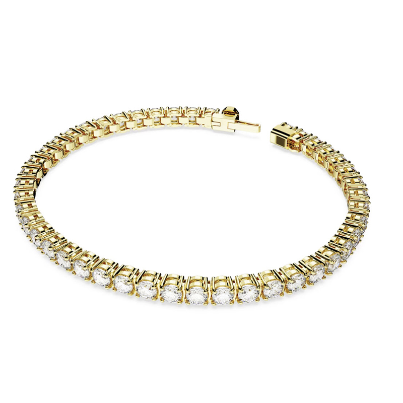Swarovski Matrix Large Round Cut Tennis Bracelet, White and Gold Tone Plated