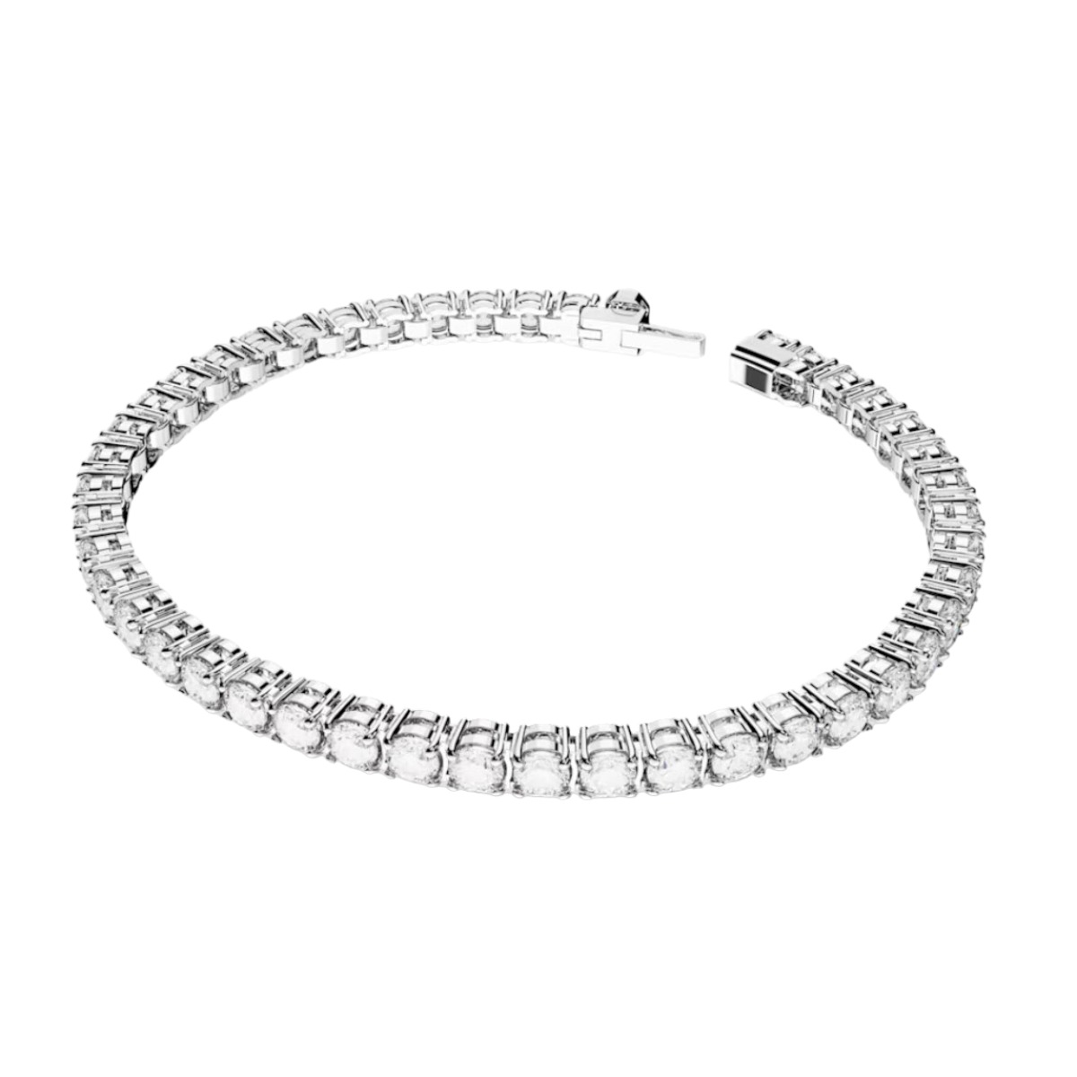 Swarovski Matrix Round Cut White and Rhodium Plated Tennis Bracelet, XL