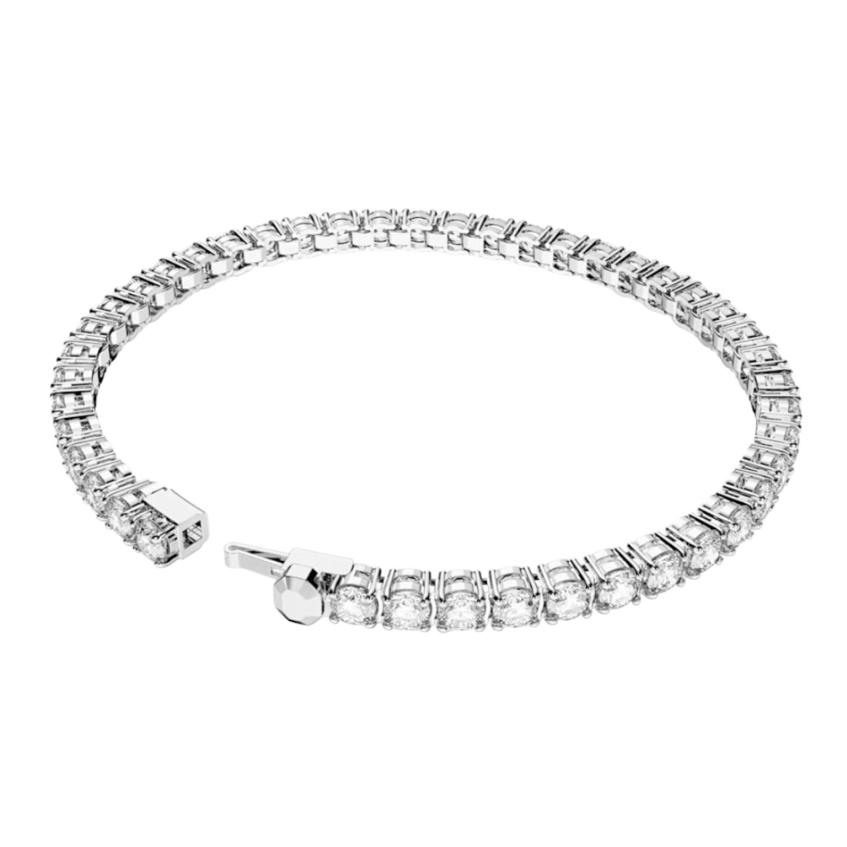 Swarovski Matrix Round Cut White and Rhodium Plated Tennis Bracelet, XL