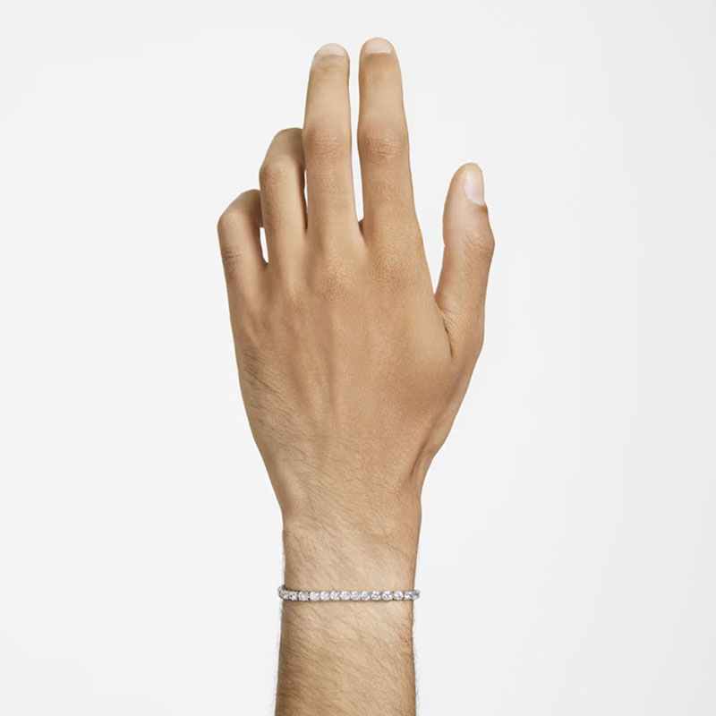 Swarovski Matrix Round Cut White and Rhodium Plated Tennis Bracelet, XL