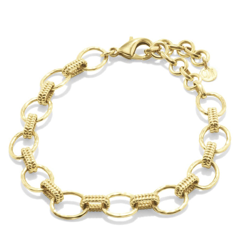 Capucine De Wulf Cleopatra Yellow Gold Plate and Blue Labradorite Link Bracelet, Grande