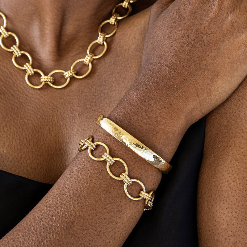 Capucine De Wulf Cleopatra Oval Hinged Bangle, Gold Tone