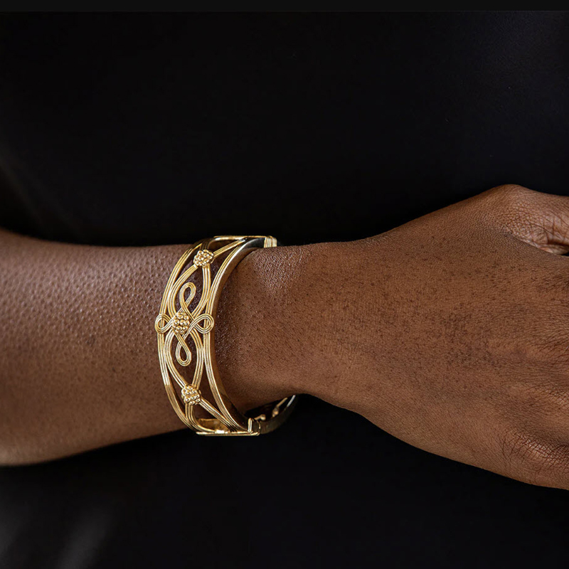 Capucine De Wulf Monique Hinged Bangle, Gold Tone