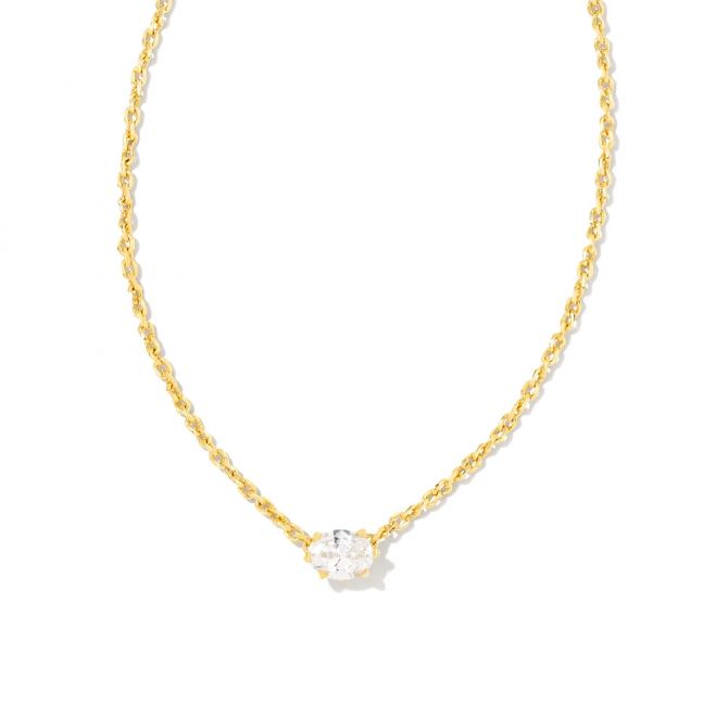 Kendra Scott Yellow Gold Plated Cail in Crystal Pendant Necklace in Ivory Mother of Pearl