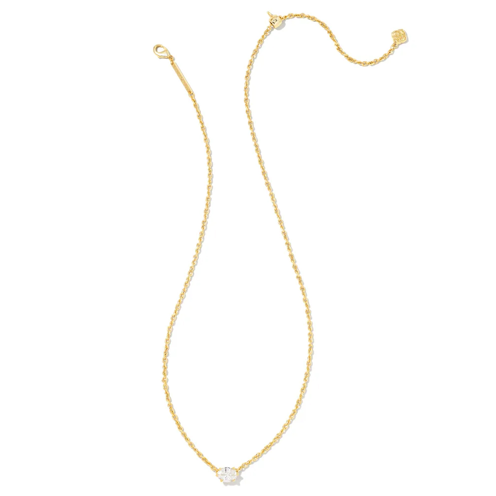 Kendra Scott Yellow Gold Plated Cail in Crystal Pendant Necklace in Ivory Mother of Pearl