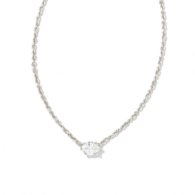 Kendra Scott Cailin Silver Plated Pendant Necklace in White Crystal
