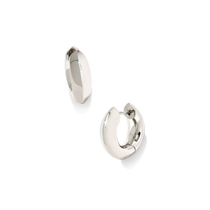 Kendra Scott Silver Tone Mikki Pave Huggie Earrings