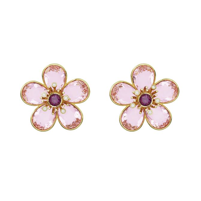 Buy Swarovski Florere stud earrings, Flower, Yellow, Gold-tone plated