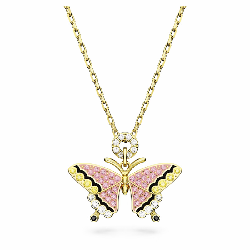 Swarovski Butterfly Idyllia Pendant Necklace, Multicolored and Gold Tone Plated