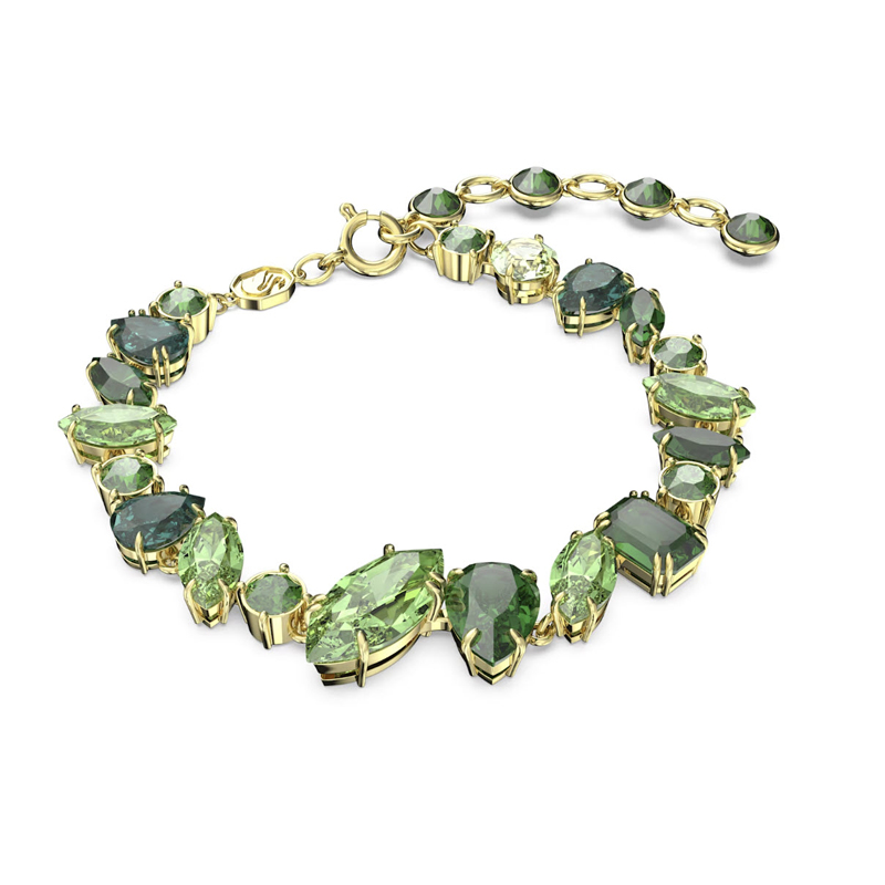 Swarovski Gema Mixed Cuts Bracelet, Green and Gold Tone Plated