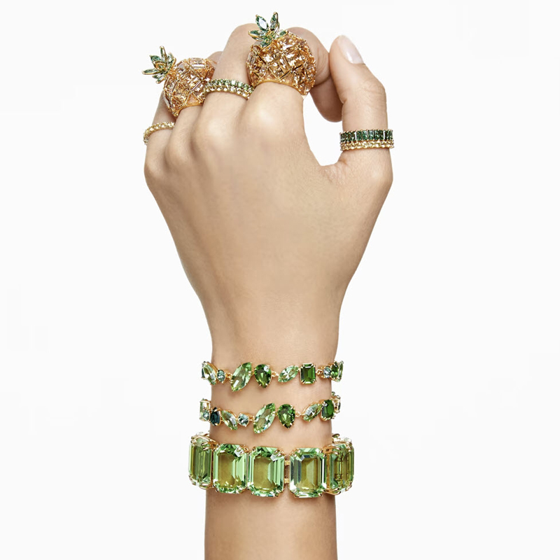 Swarovski Gema Mixed Cuts Bracelet, Green and Gold Tone Plated