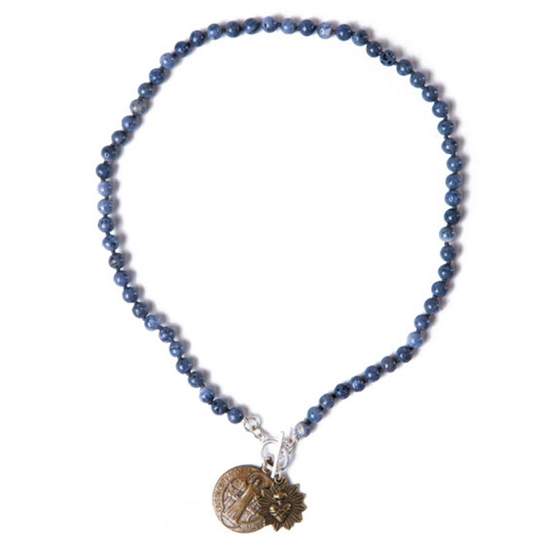 Miracle Icons Matte Blue Sponge Coral Necklace, 20" NBLUE SPONGE
