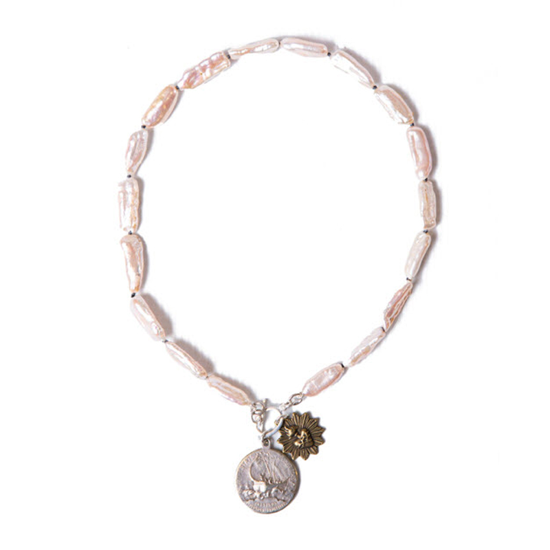 Miracle Icons Fresh Water Oblong Pearl Necklace, 20