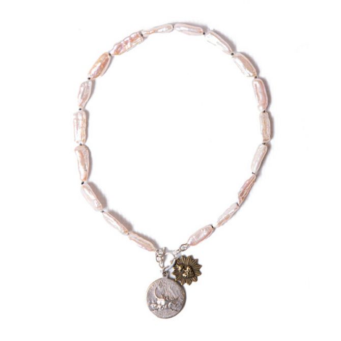 Miracle Icons Fresh Water Oblong Pearl Necklace, 20"